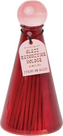 Actual product image Paddywax Glass Match Holder With Tall Safety Matches (80 Pcs) - Volcano Red