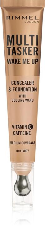Produktbild Rimmel London Multi-Tasker Wake Me Up Foundation & Concealer 040 Ivory Lässt dunkle Augenringe aufhellen Metallic (040 - Ivory, Ivory)