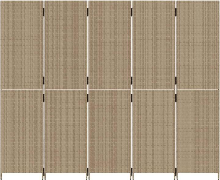 Produktbild vidaXL Paravent 5-tlg. Beige Poly Rattan,Farbe: Beige,Material: Poly