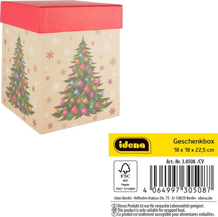 Actual product image Idena Christmas gift box Christmas tree multicoloured 18x18x22.5cm (1x)