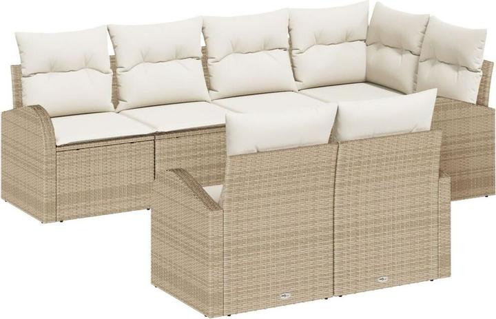 Immagine prodotto vidaXL Set di divani da giardino da 7 pezzi con cuscini Beige poly rattan