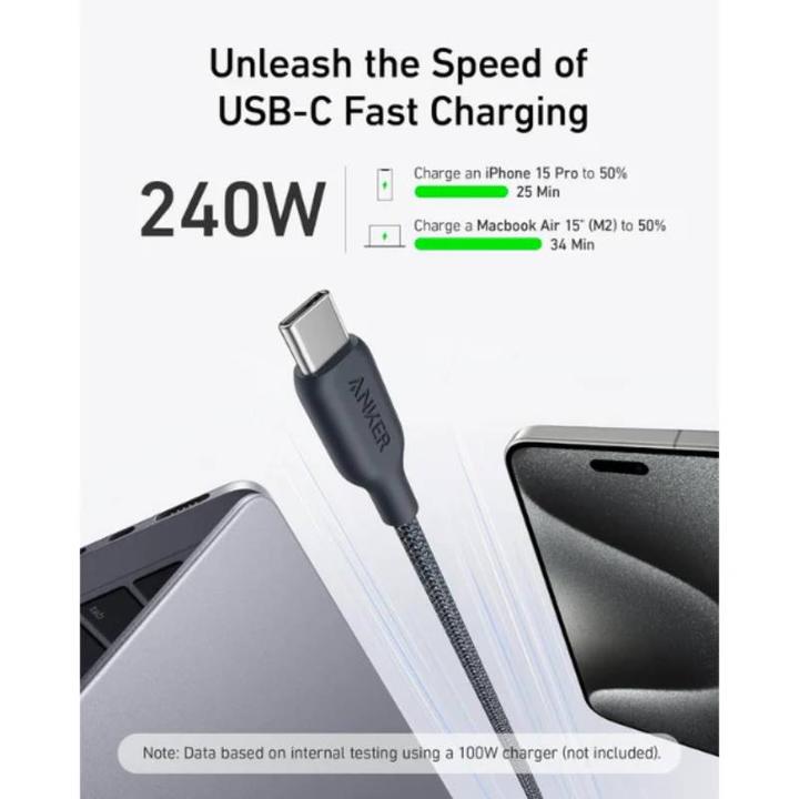 Immagine prodotto Anker - 544 USB-C zu USB-C - 240W - 0.9M - BioBraided - Schwarz (0.90 m, 240 W)