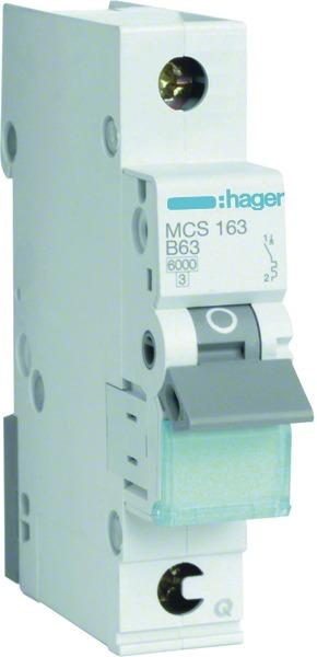 Hager MCS163 stroomonderbreker 1P 6kA C-63A 1M