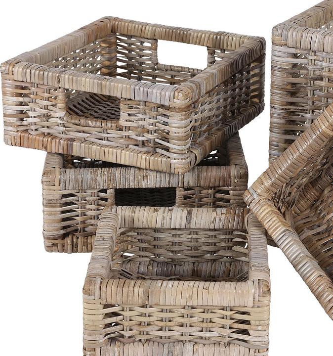 Actual product image Natura Punto 5 rattan baskets, various sizes, some with handles, vintage gray (5 x)