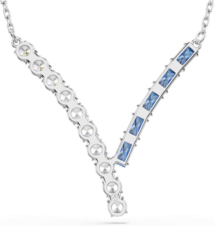 Swarovski Matrix Hänger mit verschiedenen Schliffformen in Blau und Rhodiumoberfläche (Metaal, 45 cm)