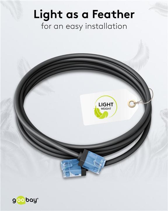 Produktbild Goobay Ultraflexibles CAT 6A Patchkabel, slim, U/UTP, schwarz (U/UTP, CAT6a, 0.25 m)