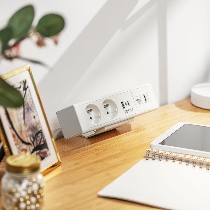 Image du produit GTV Prise multiple avec ports USB, HDMI et RJ45 pour bureau et intérieur (1.50 m)