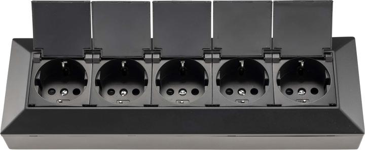 Produktbild Chilitec Steckdosenblock 23943, 5-fach, mit Schutzklappen, 250V/16A, schwarz (5x, CEE 16/3)