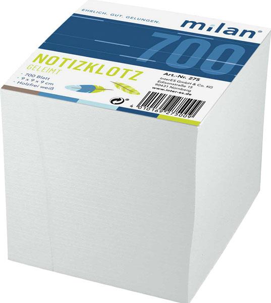 Image du produit Folia Bringmann Bloc-notes Milan 9x9x9cm (9 x 9 x 9 cm, Blanc)