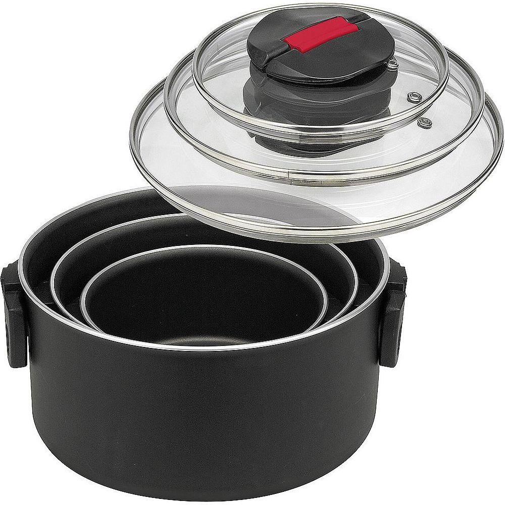 Ballarini Click&Cook Kochtopfset 3-teilig mit Deckel (16 cm, Pfannenset + Topfset, Aluminium, Edelstahl) (810000)