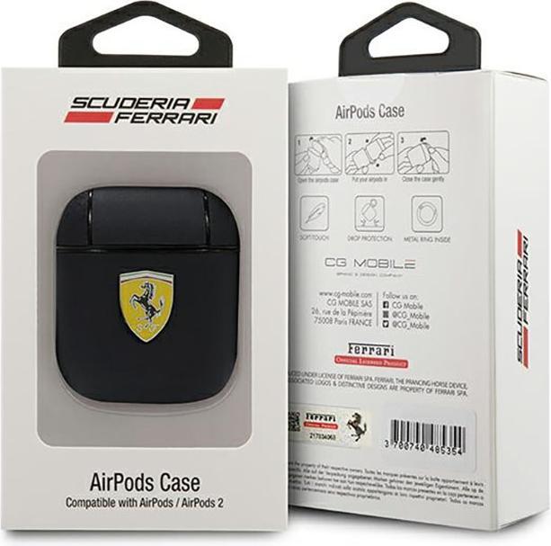 Image du produit Ferrari FESA2LEBK Couverture AirPods czarny/black Sur piste en cuir (Sac pour écouteurs)