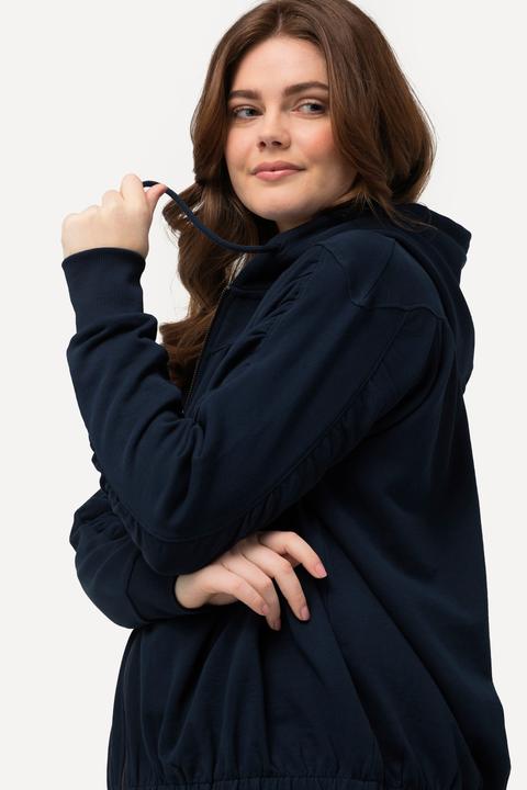 Produktbild Ulla Popken Hoodie-Jacke, gekräuselte Quernaht, Kapuze (46, 48)