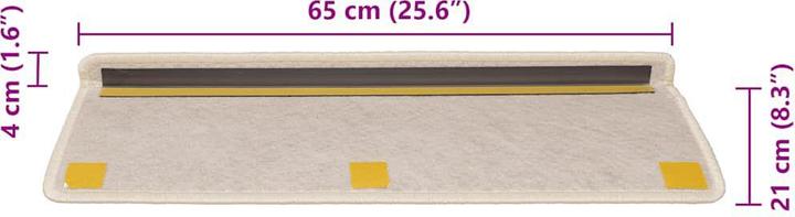 Actual product image vidaXL Step mats Self-adhesive sisal look 30 pieces 65x21x4cm Cream (65 x 21 x 4 cm)