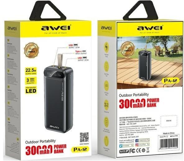 Produktbild Awei PA-12 (30000 mAh, 22 W, 22 Wh)