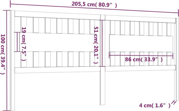 Image du produit vidaXL Kopfteil (205 x 5 x 100 cm)