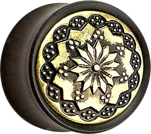 Image du produit Star Piercing Flared Plug en ébène Fleur tribale (Titane, sans laiton)