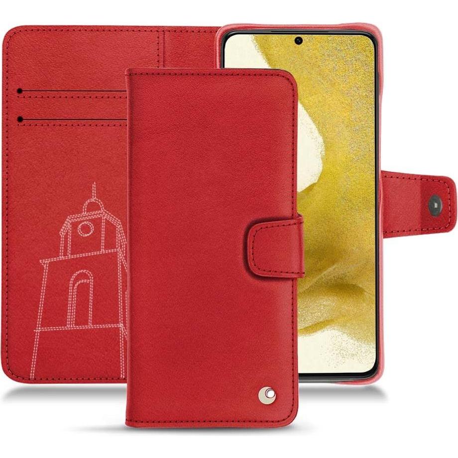 Noreve Lederschutzhülle Wallet (Samsung Galaxy S22), Smartphone Hülle, Rot