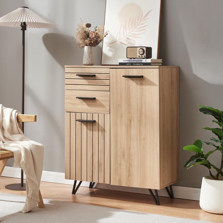 Image du produit En.Casa Sideboard Noppen 100x80x38 cm Eicheoptik (80 x 38 x 100 cm)