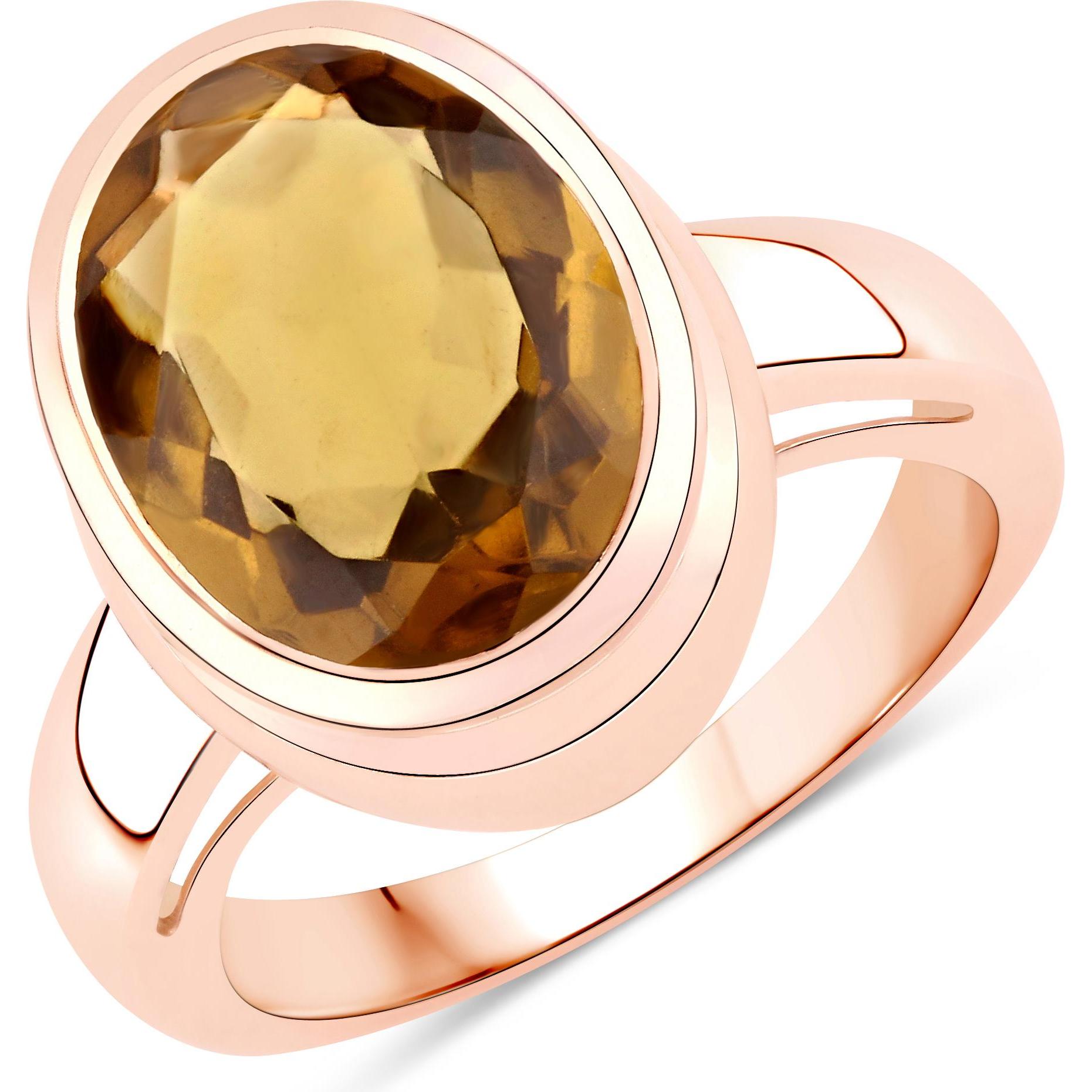 Thumbnail - Xen, Ring, Ring mit champagner Quarz 925 Sterlingsilber rosèvergoldet, (56, 925 Silber)