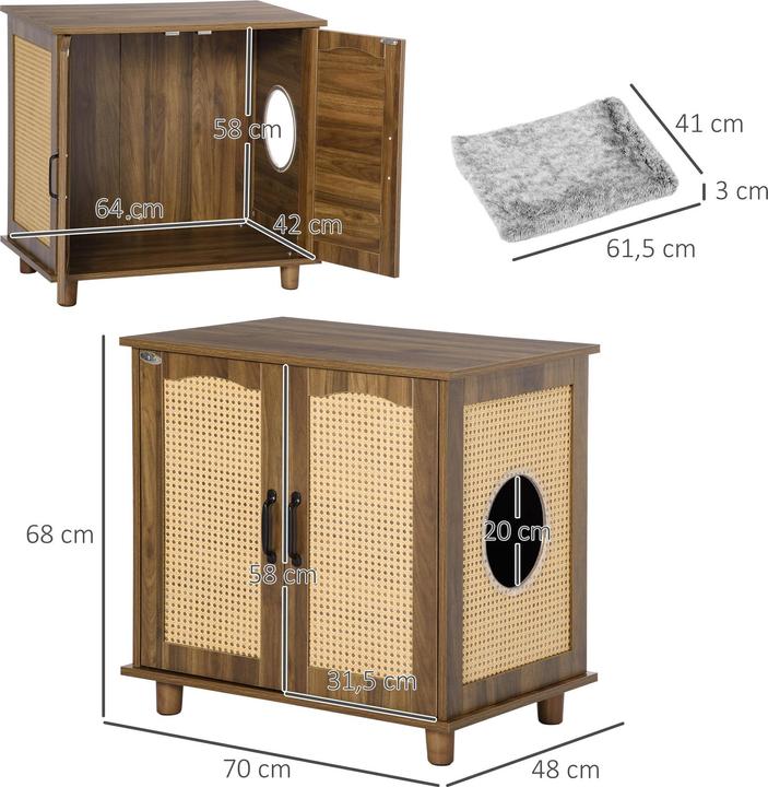 Produktbild PawHut Katzentoilett mit Kissen (Katzenklo geschlossen)