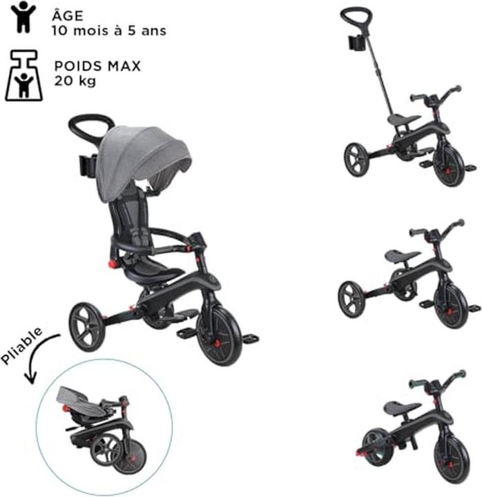Produktbild Globber Explorer 4 in 1 Foldable Black Grey