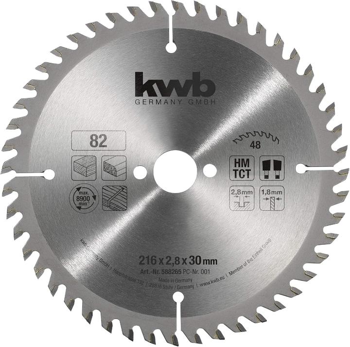 Produktbild kwb 588265 Kreissägeblatt 216 x 30mm 1St.