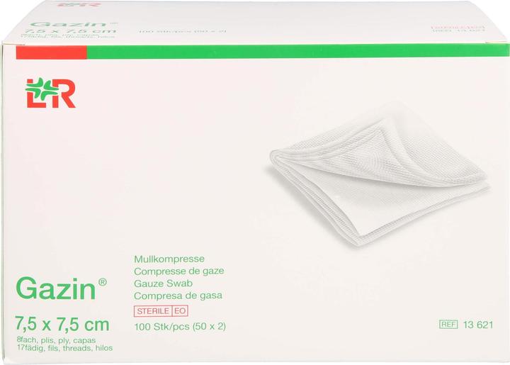 Actual product image Gazin Mullkompressen 7.5x7.5cm 8-fach steril