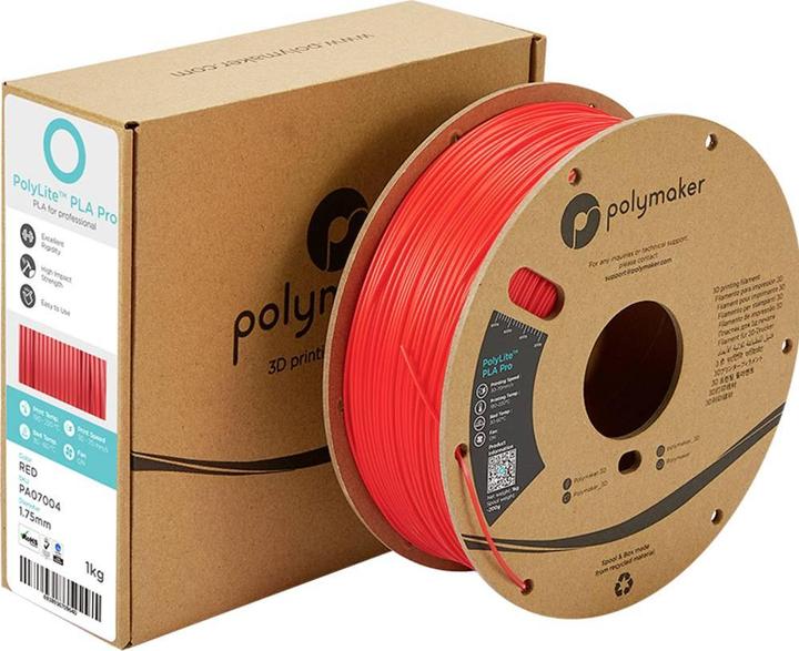 Produktbild Polymaker PolyLite PLA PRO Red 1.75mm 1kg (PLA-R, 1.75 mm, 1000 g, Rot)