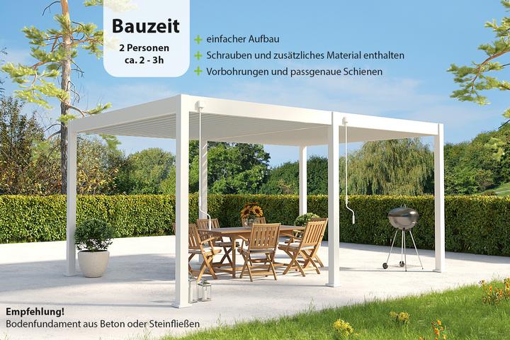 Produktbild Weide Pergola Deluxe Plus 3.6x5.3m weiss (360 cm, 530 cm)