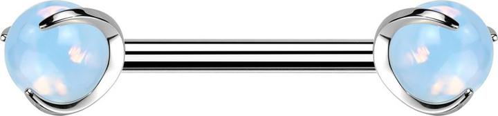 Actual product image Star Piercing Barbell inner thread silver with two balls opalite stone set (without brass, Mineral, Titanium)