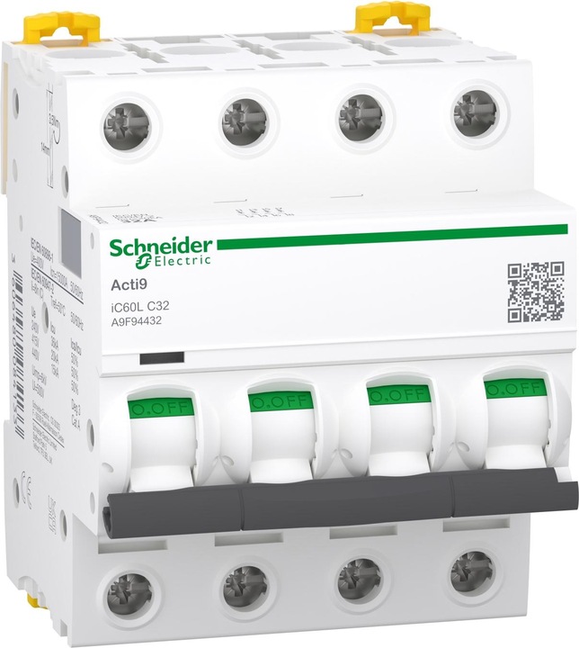 Actual product image Schneider Electric Acti9 iC60L MCB 4 Pole 32A Curve C