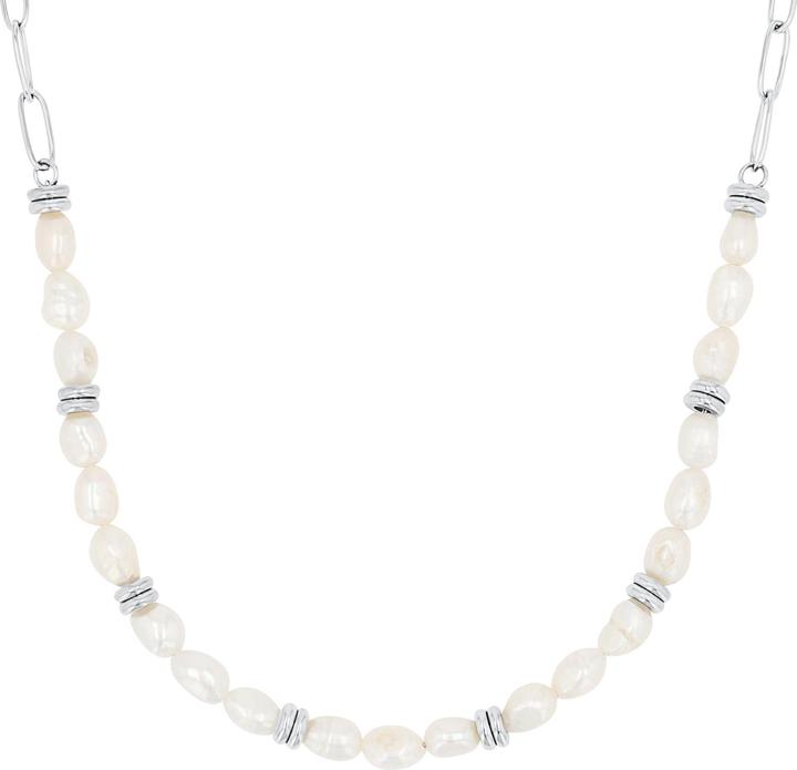 S.Oliver Halsschmuck für Damen, Edelstahl, Süsswasserzuchtperle (Edelstahl, 3 cm)