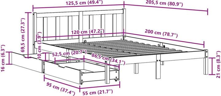 Image du produit vidaXL Bettrahmen (120 x 200 cm)