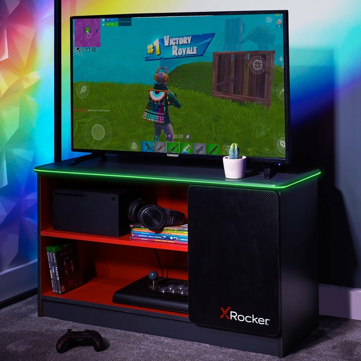 Produktbild X Rocker Carbon-Tek Gaming TV-Board mit LED-Beleuchtung - grau/rot