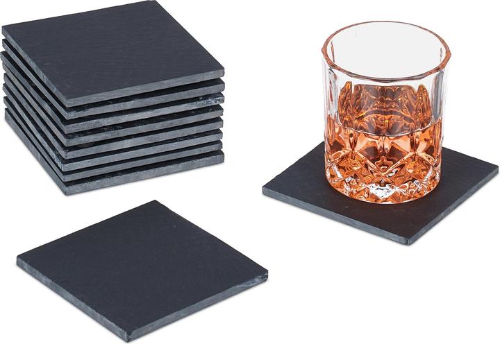 Produktbild Relaxdays 10x Schieferuntersetzer (10x, Glasuntersetzer)