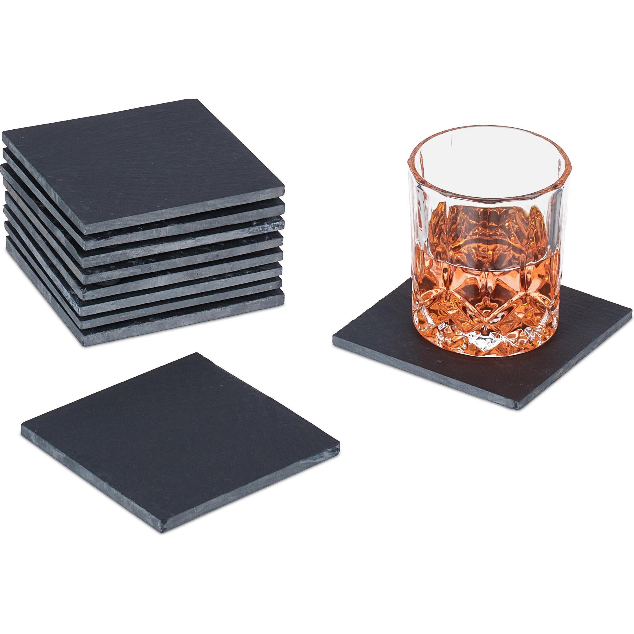 Relaxdays, Untersetzer, 10x Schieferuntersetzer (10 x, Glasuntersetzer)