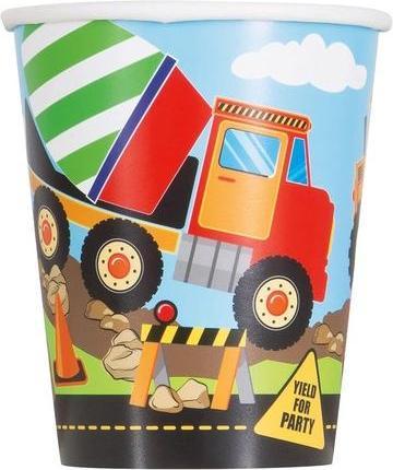 Actual product image Unique Party Cups Construction Vehicles and Machinery (8x)