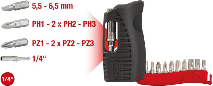 Actual product image KS Tools 1/4" mini bit case slot, PH, PZ (Cross other)