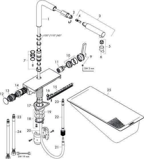 Immagine prodotto hansgrohe Aquno Select M81 Miscelatore monocomando per cucina 250 (cromo)