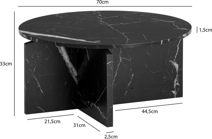 Image du produit FineBuy Couchtisch 70 cm Wohnzimmertisch Sofatisch Rund Gross Kaffeetisch Modern (70 x 70 x 33 cm)