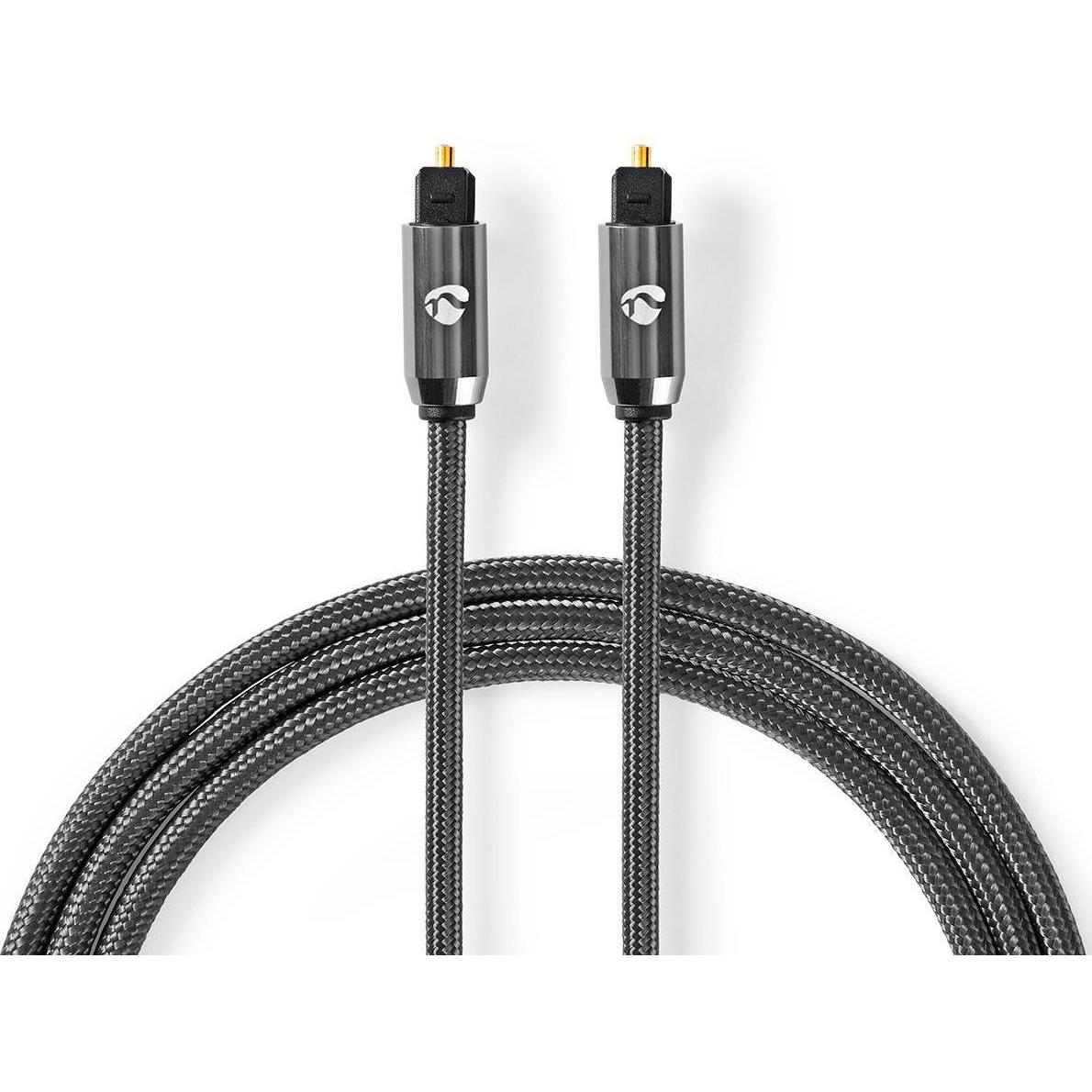Nedis Optisches Audiokabel Toslink Stecker Toslink Stecker 3.00 m rund Baumwolle Gun Met (3 m, TOSLINK), Audio Kabel