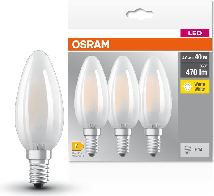Actual product image Osram Base Classic (E14, 4 W, 470 lm, 3 x, E)