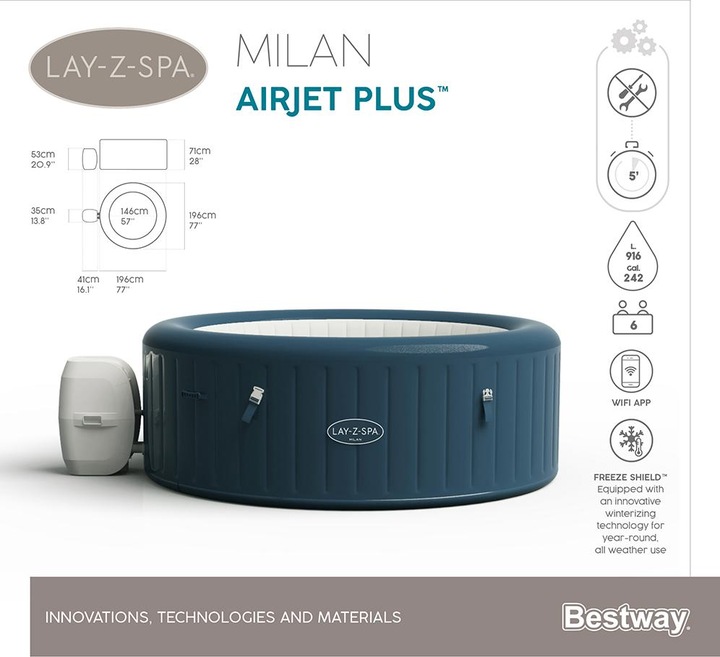 Produktbild Bestway Lay-Z-Spa Milan Airjet Plus (6 Pers.)