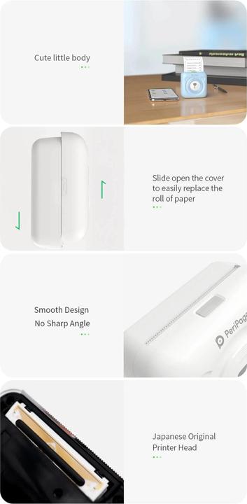 PeriPage Mini Fotodrucker A6 - Weiss, 203 dpi (Thermotransfer, Schwarz-Weiss)