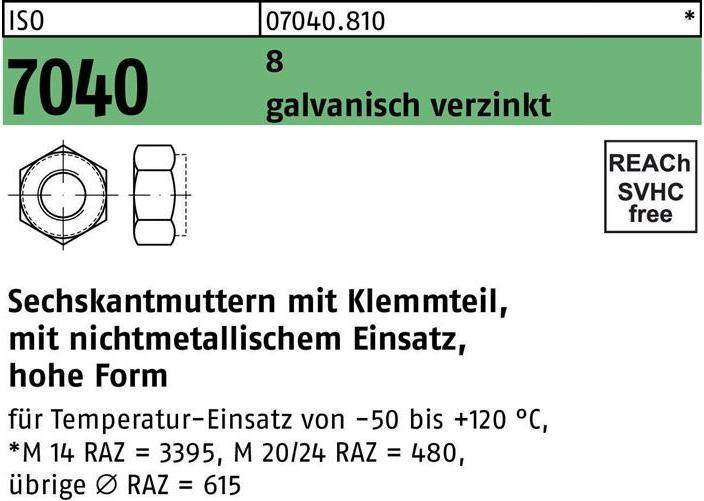 Image du produit Ecrou hexagonal ISO 7040 avec pièce de serrage M 24 8 électro-galvanisé (M24)