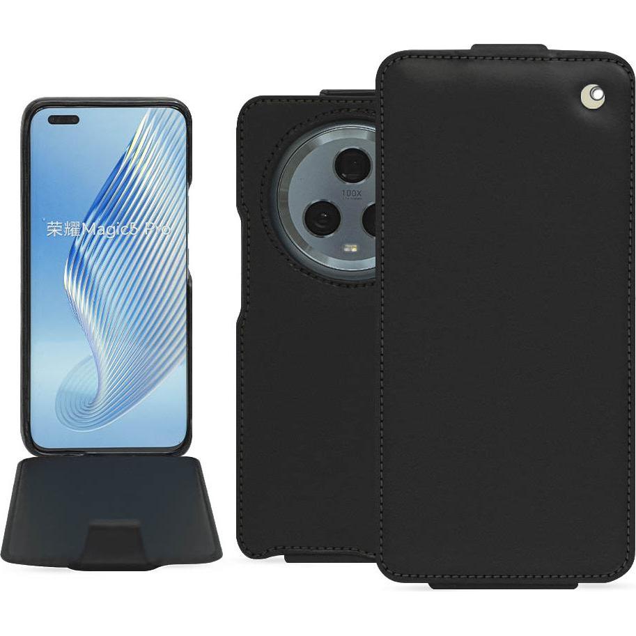 Noreve Lederschutzhülle vertikal (Honor Magic5 Pro), Smartphone Hülle, Schwarz