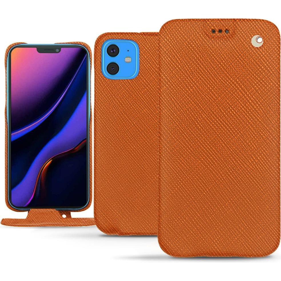 Noreve Lederschutzhülle vertikal (Apple iPhone 11), Smartphone Hülle, Orange