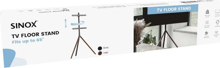 Actual product image Sinox Tripod TV gulvstand med drejbar top. 45"-65". Mørkt trae/sort (65", 32 kg)