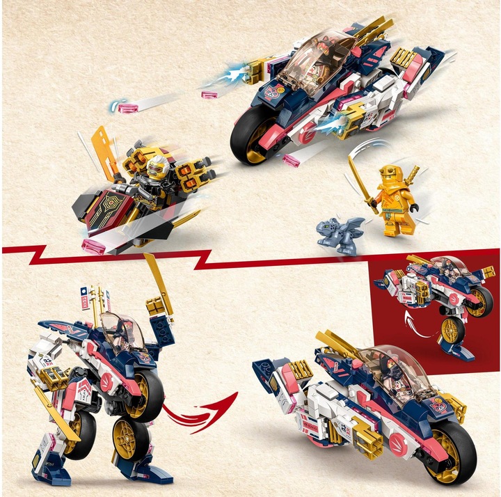 Actual product image LEGO Ninjago Sora's Mech transforms into a racing bike (71792). (71792, LEGO Ninjago)