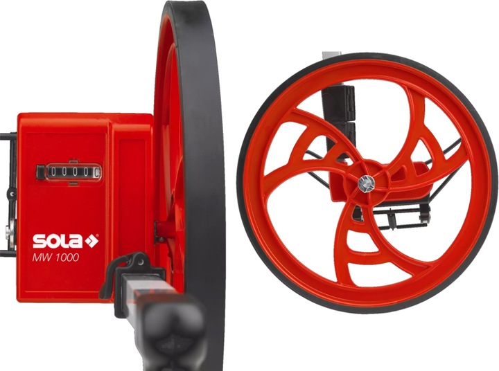 Produktbild MGA SOLA MW 1000 Messrad I Profi Meterzähler für exakte Vermessung bis 9.999,9 m I Laufrad mit einer Mes